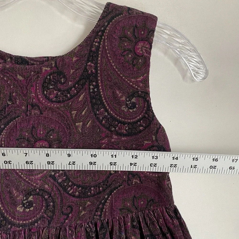 Vintage Dress Girls 7 Years Purple Corduroy Paisley Floral by Rosalind Rogers